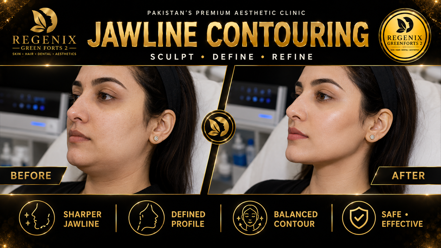 Skin transformation — 90-day bridal plan result. Results vary.